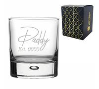 Personalised Engraved Bubble Whisky Glass, Daddy Est. Date Design, Personalise with Any Date, Perfect for Any Father
