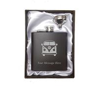 Personalised Engraved Campervan Style Hip Flask and Accessory Set