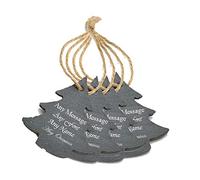 Personalised Engraved Christmas Tree Hanging Slate Decoration - Christmas Tree Design - Set of 4