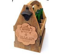 Personalised Engraved Christmas Wooden Vintage Beer Caddy Holder Opener