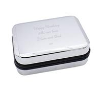 Personalised Engraved Chromed Necklace Case Box with Message Silver