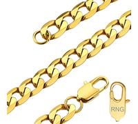 Personalised Engraved Chunky Gold Chain For Men 24 inch, Engraving9mm Curb Link Necklace with Gift Box