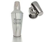 Personalised Engraved Cocktail Shaker with Cocktail Master Design, Personalise with Any Name
