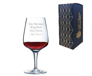 Personalised Engraved Crystal Wine Glass, Short Sublym 350ml or 12.3oz Wine Glass, Gift Boxed, Lead Free, Customise with Any Message, Engraved in The UK