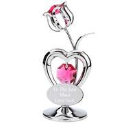 Personalised Engraved Crystocraft Flower Ornament with Red Crystals