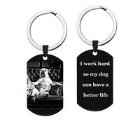Personalised Engraved Custom Photo I Work Hard so My Dog can Have Better Life Inspirational Note Dog Tag Keychain keyrings Funny Birthday Gift for Coworkers, Men & Women Brother Sister Keepsake