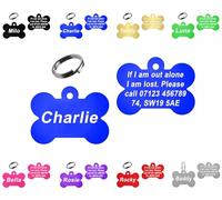Personalised Engraved Dog Tag | 38mm Wide Bone Shape | ID Tag for Pets | Vibrant Colours (Blue)