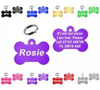 Personalised Engraved Dog Tag | 38mm Wide Bone Shape | ID Tag for Pets | Vibrant Colours (Purple)