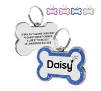 Personalised Engraved Dog Tag Cat ID Tags Zinc Alloy 25mm Glitter Blin