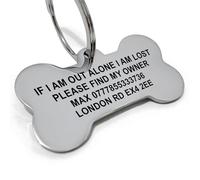 Personalised Engraved Dog Tags for Pets UK Prime, Double Side Stainless Steel Dog ID Name Tag for Dog Cat Puppy Kitty (Bone-Silver)