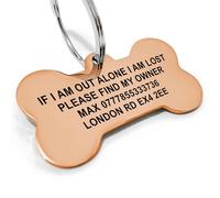 Personalised Engraved Dog Tags for Pets UK Prime, Double Side Stainless Steel Dog ID Name Tag for Dog Cat Puppy Kitty (Bone-Champagne Gold)
