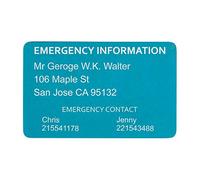 Personalised Engraved Emergency Contact Name Address Phone Custom Wallet Medical Alert ID Identification Card Mini Insert Note for Diabetes Warfarin Dialysis Stroke Pacemakers Blue