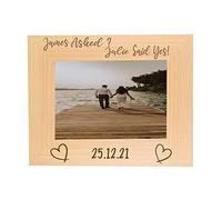 Personalised Engraved Engagement Photo Frame Gift Asked Said Yes Couples Engaged Date Etched Picture Frame