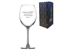 Personalised Engraved Enoteca Wine Glass Happy 20th Birthday Modern Design Gift Boxed,19oz/561ml Large Wine Glass, Customise with Any Name, Engraved in The UK