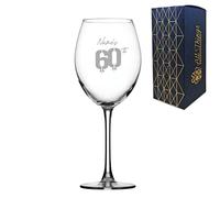 Personalised Engraved Enoteca Wine Glass Happy 60th Birthday Balloon Design Gift Boxed,19oz/561ml Large Wine Glass, Customise with Any Name, Engraved in The UK