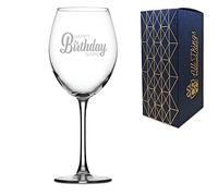 Personalised Engraved Enoteca Wine Glass with Happy Birthday Name Design, Gift Boxed, Personalise with Any Name for Any Birthday
