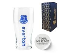 Personalised Engraved Everton Pint Glass, Made with Official Everton F.C. Tulip Pint Glass, Gift Boxed, 570ml or 20oz Capacity, Football Beer Glass