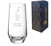 Personalised Engraved Funny Novelty Vodka Lima Hiball Tumbler Glass with 'Name's Vodka Glass and Mixer' Design, Customise with Any Name Mixer and Vodka Percentage, Gift Box Included, Laser Engraved
