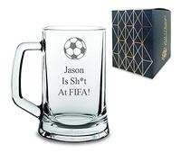 Personalised Engraved Funny Tankard Beer Glass! (Name) is Sh*t at FIFA!