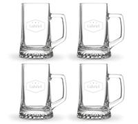 Personalised Engraved Glass Beer Mug - Personalised Glass Beer Mug Engraved with the Name or Text of Your Choice, Various Designs & Fonts Available, Laser Engraving, Dishwasher Safe