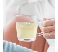 Personalised Engraved Glass Mug - Glass Mug Engraved with The Name or Text of Your Choice, Various Designs & Fonts Available, Laser Engraving, Dishwasher Safe