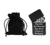 Personalised Engraved Gloss Black Lighter, With a Choice of Packaging & Fonts - Personalise With Any Message & Any (Pouch Packaging)