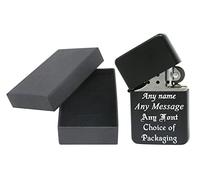 Personalised Engraved Gloss Black Lighter, With a Choice of Packaging & Fonts - Personalise With Any Message & Any (Gift Box Packaging)