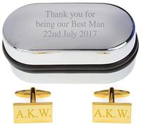 Personalised Engraved Gold Coloured Rectangle Cufflinks in Gift Box