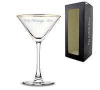 Personalised Engraved Gold Rim Enoteca Martini Glass, Gift Boxed, Personalise with Any Message