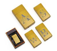 Personalised Engraved Gold Torch Gas Jet Lighter, Comes with Presentation Box, Any Letter Design, Gift for Him, Grandad, Fathers Day Gift, Engraved in The UK
