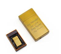 Personalised Engraved Gold Torch Gas Jet Lighter, Comes with Presentation Box, Any Message Design, Gift for Him, Grandad, Fathers Day Gift, Engraved in The UK