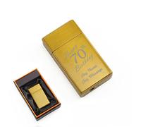 Personalised Engraved Gold Torch Gas Jet Lighter, Comes with Presentation Box, Happy 70th Birthday Design, Gift for Him, Father, Birthday Gift, Engraved in The UK