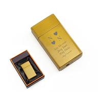 Personalised Engraved Gold Torch Gas Jet Lighter, Comes with Presentation Box, Heart Initials Design, Gift for Him, Grandad, Fathers Day Gift, Engraved in The UK