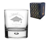 Personalised Engraved Graduation Whisky Tumbler with 'ConGRADulations' Design, Personalise with Any Name or Message, Gift Box Included, Laser Engraved, University College Graduation Gift