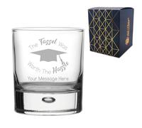 Personalised Engraved Graduation Whisky Tumbler with 'The Tassel was Worth The Hassle' Design, Personalise with Any Name or Message, Gift Box Included, Laser Engraved, Uni College Graduation Gift
