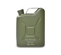 Personalised Engraved Green Jerry Can Hip Flask, Personalise with Any Message for Any Occasion