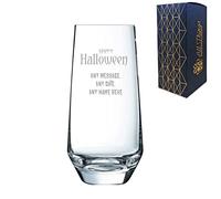 Personalised Engraved Happy Halloween Lima Hiball, 15.2oz/450ml Cocktail Glass, Thoughtful Customised Gift, Laser Engraved in The UK, Dishwasher Safe Clear Glass, Dishwasher Safe