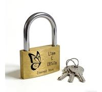 Personalised Engraved Heart Padlock for Wedding, Anniversary & Valentine's Day - Heavy Duty Brass Love Lock with 3 Keys - Ideal for Bridge Love Locks, Couples’ Gifts for Him or Her (02)
