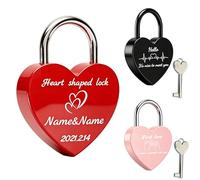 Personalised Engraved Heart Padlock, Small Love Lock with Keys, Decorative Padlock for Bridge, Wedding Anniversary Valentine Gifts for Couples Him Her (Personalised Lock 1)
