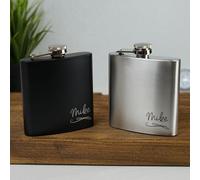 Personalised Engraved Hip Flask Custom 6oz Hipflask Wedding Gift Idea, Fathers Day, Groomsmen, Best Man, Favours (Style 1)