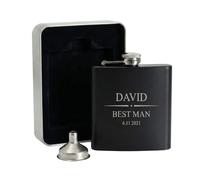 Personalised Engraved Hip Flask with Metal Gift Tin | Custom Best Man, Groom & Groomsmen Wedding Gift | Stainless Steel Spirit 6oz Flask | Unique Birthday & Corporate Event Keepsake