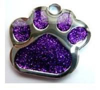 Personalised Engraved ID Pet Tags Glitter Paw Design Quality 27mm Dog Tags