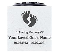 Personalised Engraved In Loving Memory Baby Footprints Grave Memorial Flower Pot Vase
