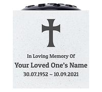Personalised Engraved In Loving Memory Cross #1 Grave Memorial Flower Pot Vase
