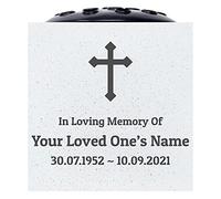 Personalised Engraved In Loving Memory Cross #4 Grave Memorial Flower Pot Vase