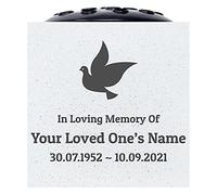Personalised Engraved In Loving Memory Dove Of Peace Grave Memorial Flower Pot Vase