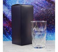 Personalised Engraved Keops Hiball Glass with 'Name's Vodka' Design & Gift Box | Funny Glasses for 18th 21st 30th 40th 50th Birthday Gifts for Him & Her