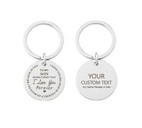 Personalised Engraved Keychain To My Son Stainless Steel Keychain - Pre-Designed Round Shape - Mirror Finish, Customizable Gift for Son - Silver/Gold/Black/Rose Gold