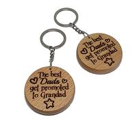 Personalised Engraved Keyring Keychain Gift for The Best DADS GET Promoted to Grandad