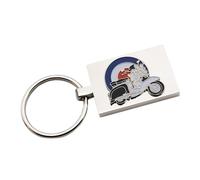 Personalised Engraved Keyring with Scooter with Roundel MOD Design Presented in a Gift Organza Bag